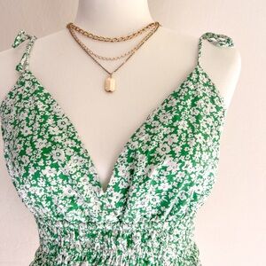 Green Floral Tank Top